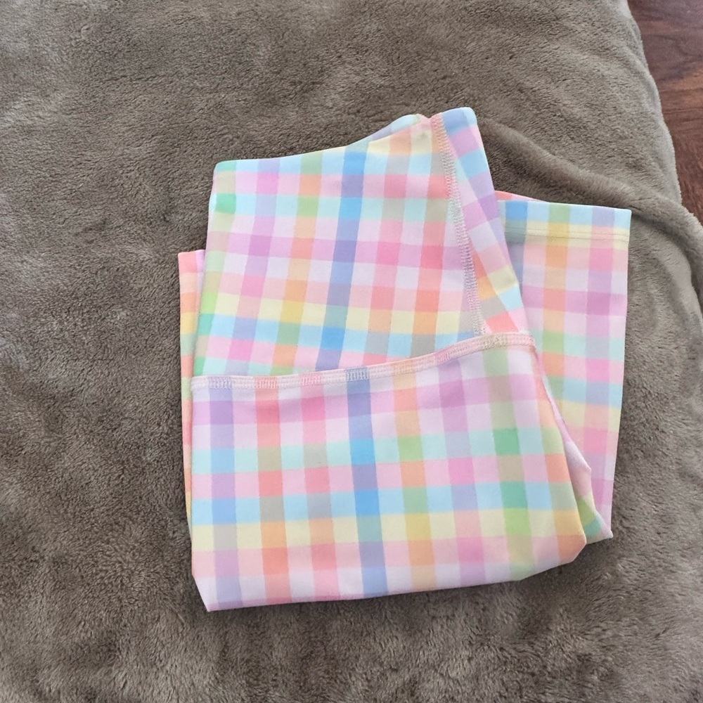 Beyond yoga pastel multicolored gingham biker athletic shorts
